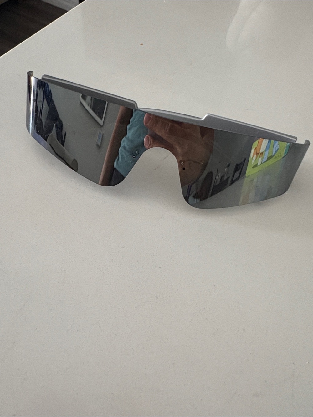 Futuristic Shield Visor Sunglasses - Mirrored Silver Lens